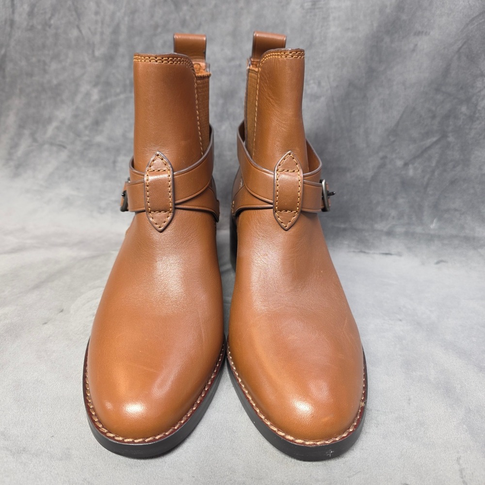 Coach Womens Leather Ankle Boots Brown Buckle Strap Block Heel Size 8 - Picture 2 of 13